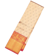 Gold Handloom Tissue Korvai Kanchipuram Silk Saree With Contrast Border-KA13109