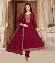 Maroon Embroidered Festive Anarkali SuitRC5503