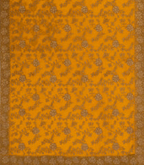 Mustard Woven Art Crushed Georgette Saree With Embroidered Floral Motifs-BL4966