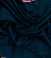 Navy Blue Printed Chanderi Cotton Saree With Zari Border-BL5492