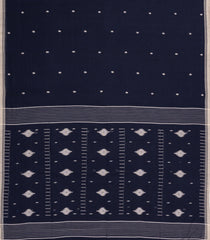 Midnight Blue Handloom Bengal Cotton Saree With Coin Buttas-BG1765