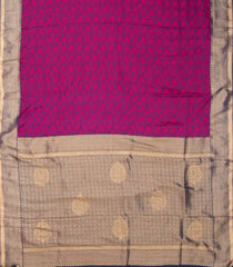 Magenta Woven Blended Satin Saree With Printed Floral Motifs-BL3807