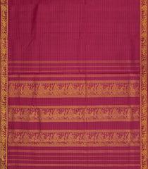 Crimson Handloom Kanchipuram 9 Yards Silk Saree With Zari Stripes-KA15390
