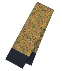 Black Handloom Kanchipuram Silk Saree With Meena Floral Motifs-KA16190