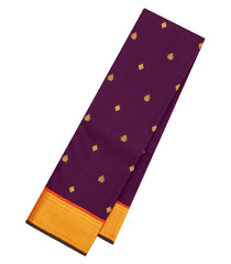 Dark Purple Handloom Korvai Kanchipuram Silk Saree With Buttas-KA13743