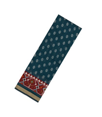 Blue Printed Blended Cotton Saree With Zari Border-BL5674