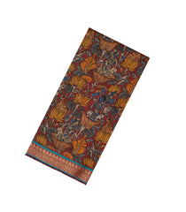 Grey Woven Tussar Silk Saree With Printed Goddess Motifs-TU3120