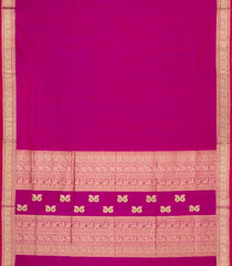 Hot Pink Handloom Silk Cotton Saree With Zari Border-SC4552