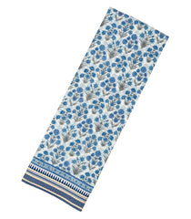 Light Blue Handloom Chanderi Cotton Saree With Printed Floral Motifs-CC1310