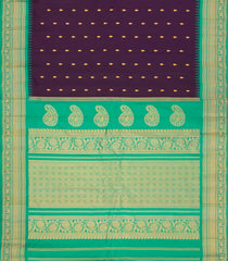 Dark Burgundy Handloom Gadwal Silk Saree With Buttas & Contrast Border-GA0434