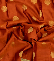Rust Handloom Soft Silk Saree With Floral Buttas-SO4677