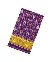 Purple Handloom Rajkot Patola Silk Saree With Ikat Floral Motifs-IK0543