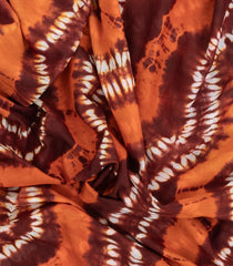 Orange Printed Chanderi Cotton Saree With Tie & Dye Motifs-CC1374