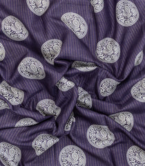 Lilac Printed Synthetic Dola Saree With Zari Stripes & Border-BL5404
