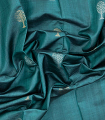 Cyan Woven Tussar Silk Saree With Tree Buttas-TU3236
