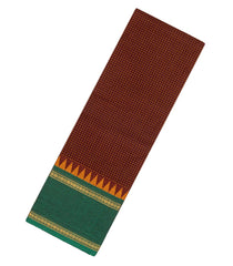 Maroon Woven Chettinad Cotton Saree With Checks & Contrast Border-CN1781