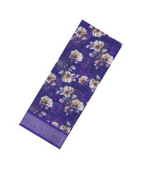 Violet Printed Synthetic Linen Saree With Floral Motifs-SY0196