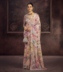 Pink Blended Two Tone Satin Saree With American Diamond Embroidery Work-EN2166