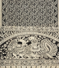 Black Printed Kalamkari Cotton Saree -KAL1251