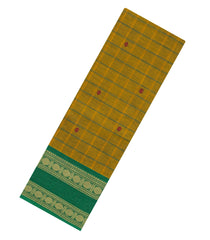Olive Green Woven Chettinad Cotton Saree With Checks-CN1889