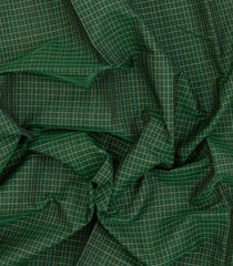 Green Handloom Silk Cotton Saree With Checks-SC4231