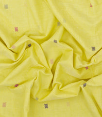 Yellow Handwoven Bengal Cotton Saree With Diamond Buttas-BG1492