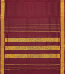 Maroon Handloom Kanchipuram 9 Yards Silk Saree With Zari Border-KA13398