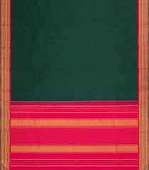 Bottle Green Handloom Korvai Kanchipuram Silk Saree With Contrast Border-KA15309