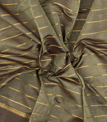 Taupe Handloom Silk Cotton Saree With Veldhari Stripes-SC4541