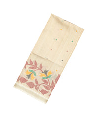 Taupe Handloom Tussar Silk Saree With Meena Floral Motifs-TU3012