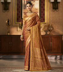 Mustard Woven Blended Swarn Satin Saree With Zari Border-EN2206