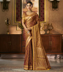 Maroon Woven Blended Swarn Satin Saree With Zari Border-EN2208