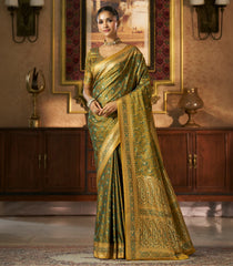 Light Green Woven Blended Swarn Satin Saree With Zari Border-EN2209