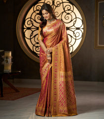 Magenta Woven Blended Swarn Satin Saree With Zari Border-EN2211