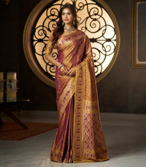 Magenta Woven Blended Swarn Satin Saree With Zari Border-EN2213