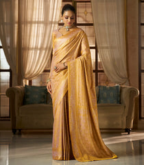 Yellow Woven Blended Swarn Satin Saree With Zari Border-EN2216