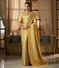 Powder Blue Woven Blended Swarn Satin Saree With Zari Border-EN2217