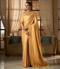 Light Peach Woven Blended Swarn Satin Saree With Zari Border-EN2215