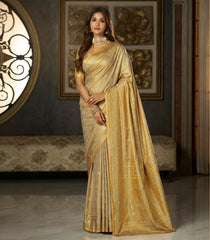 Mustard Gold Woven Blended Swarn Satin Saree With Zari Border-EN2218