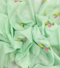Mint Green Handloom Kota Silk Saree With Meena Floral Motifs-KO1043