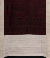 Black Handloom Tussar Silk Saree With Printed Floral Motifs-TU3214