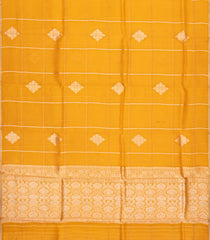 Mustard Woven Pure Organza Silk Saree With Zari Checks & Buttas-KS1081