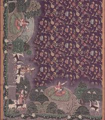 Lilac Woven Art Chanderi Saree With Printed Pichwai Motifs