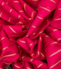 Hot Pink Handloom Soft Silk Saree With Stripes & Contrast Border