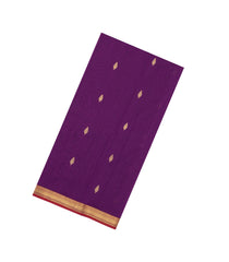 Dark Magenta Handloom Maheswari Silk Cotton Saree With Floral Buttas-SC4959