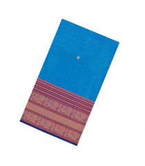 Sky Blue Handloom Silk Cotton Saree With Buttas-SC4408