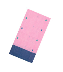 Baby Pink Handloom Bengal Cotton Saree With Sqaure Buttas-BG1705