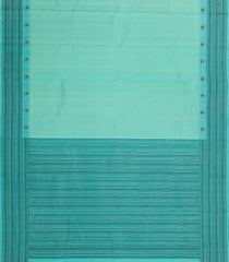 Turquoise Handloom Kanchipuram Silk Saree With Stripes--KA14904