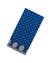 Indigo Handloom Banarasi Khaddi Georgette Silk Saree With Floral Motifs-BE1820