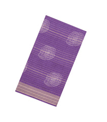 Lavender Printed Synthetics Dola With Zari Stripes -BL5246